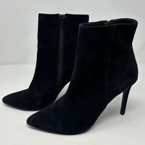 Steve Madden Clovers Womens Leather Boots Ankle Stiletto Zip Up Black Size 8